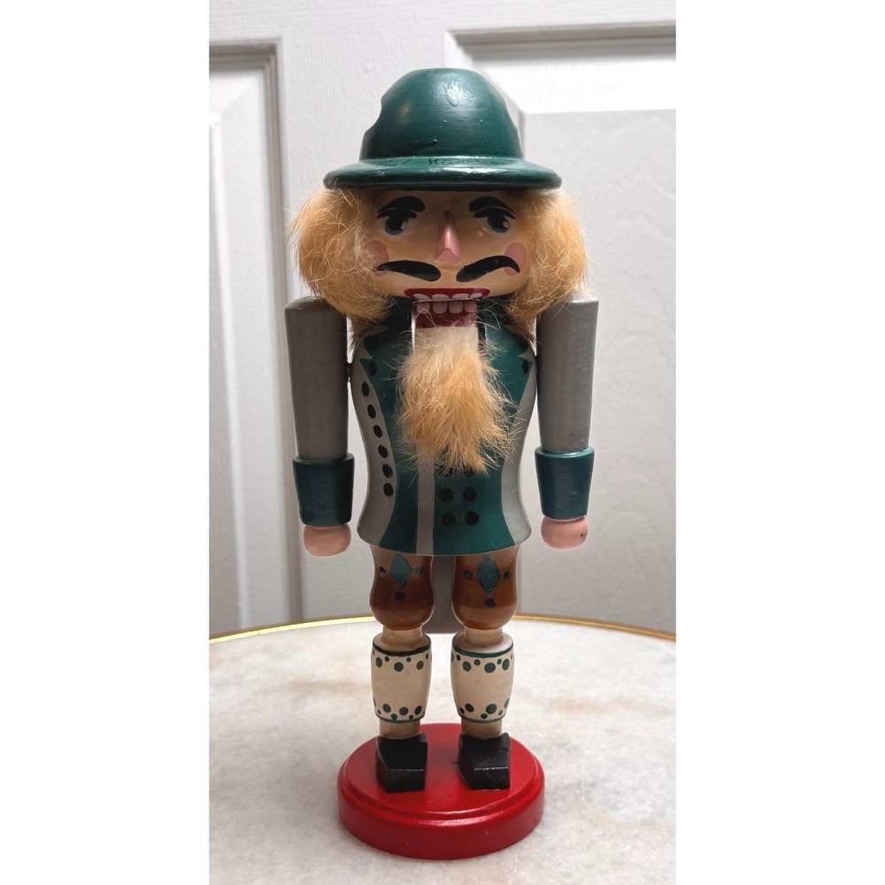 Bavarian Nutcracker Oktoberfest München Wood Figure Green Alpine Hat 10 Inch